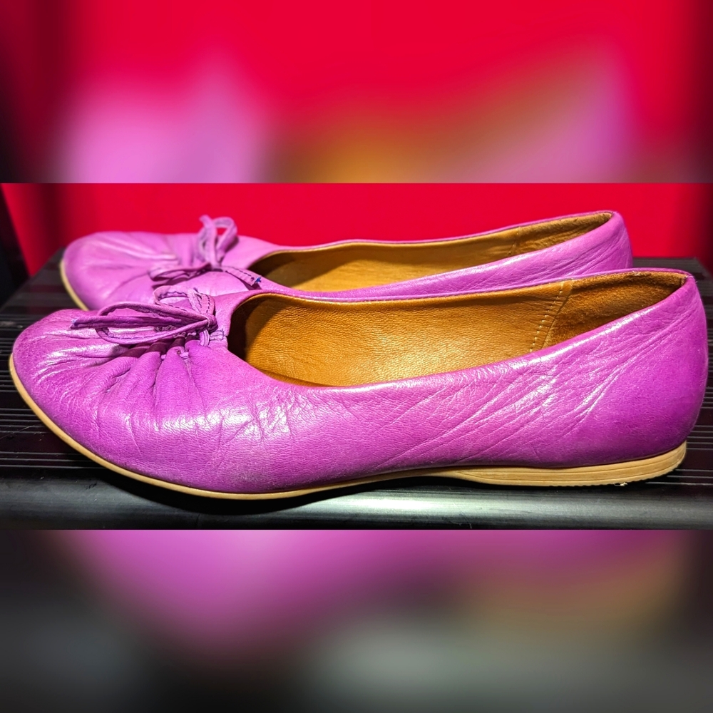 BUENO Purple Ballet Flats, Leather